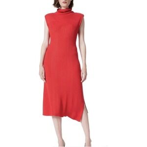 NEW DEE OCLEPPO Womens Emilia Asymmetric Ribbed Knit Black Dress Standard Size M